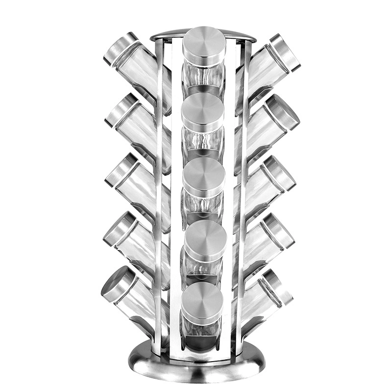 Factory Hot Sale 5 Tier 20 Jar Wall Mounted Metal Spice Rack, Spice Organizer Storage