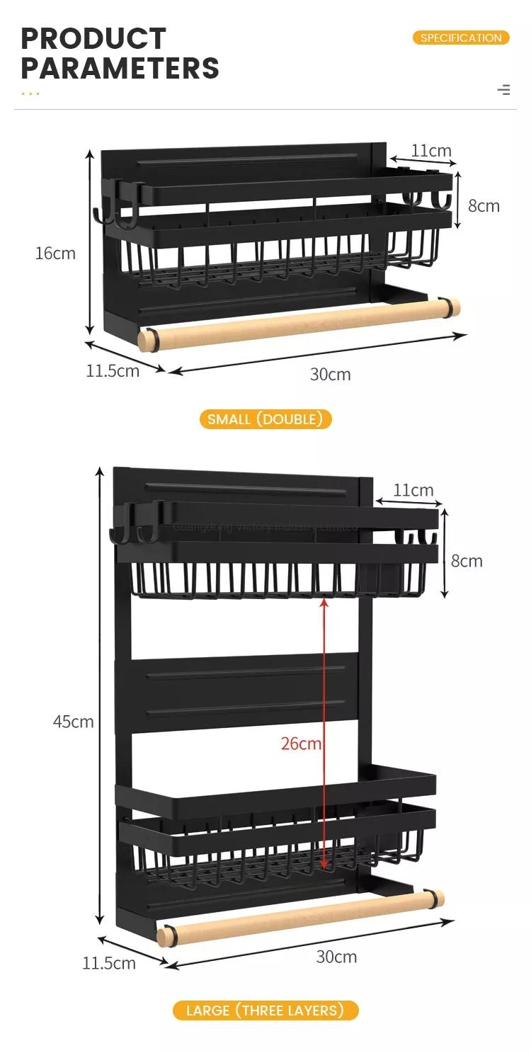 Magnetic Refrigerator Wall Mounted Type Kitchen Spice Rack